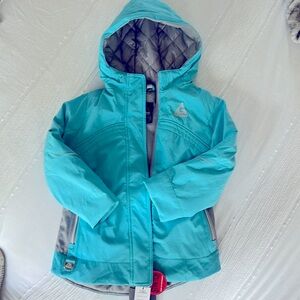 Gerry Girls Winter Coat Jacket Hooded Double Zip Pockets XS 5/6 teal